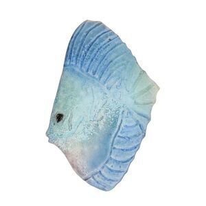 Handmade Glazed Ceramic Angel Fish Brooch Blue Green 3.5"x2.25"